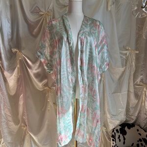 Vintage Satin Floral Robe